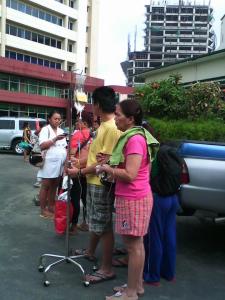 Patients of local hospitals were ordered to get out of the hospital buildings (courtesy of  Engr. Ruben Lawas)